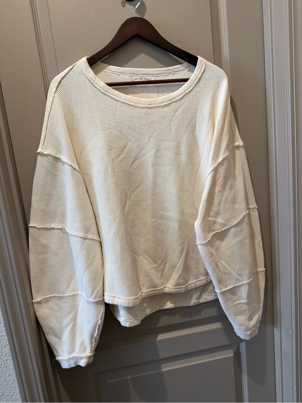 We The Free Off-White Ribbed Boatneck Top